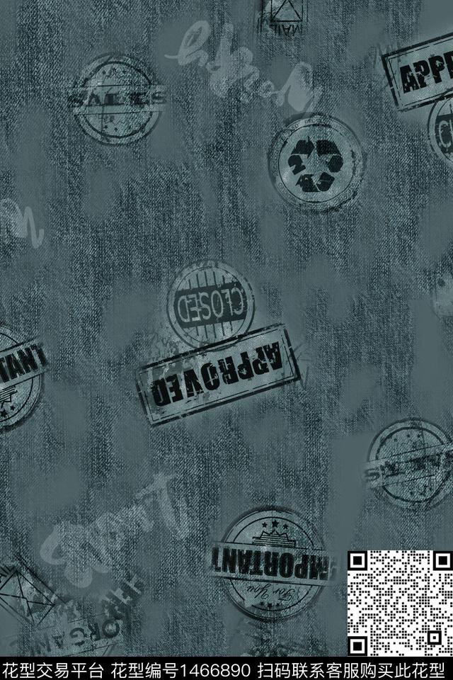 文字男装纹理数码印花华亿平台下载（图片编号: 1466890） - 瓦栏（Walan）