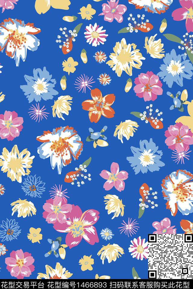 花卉满版散花小碎花数码印花华亿平台下载（图片编号: 1466893） - 瓦栏（Walan）