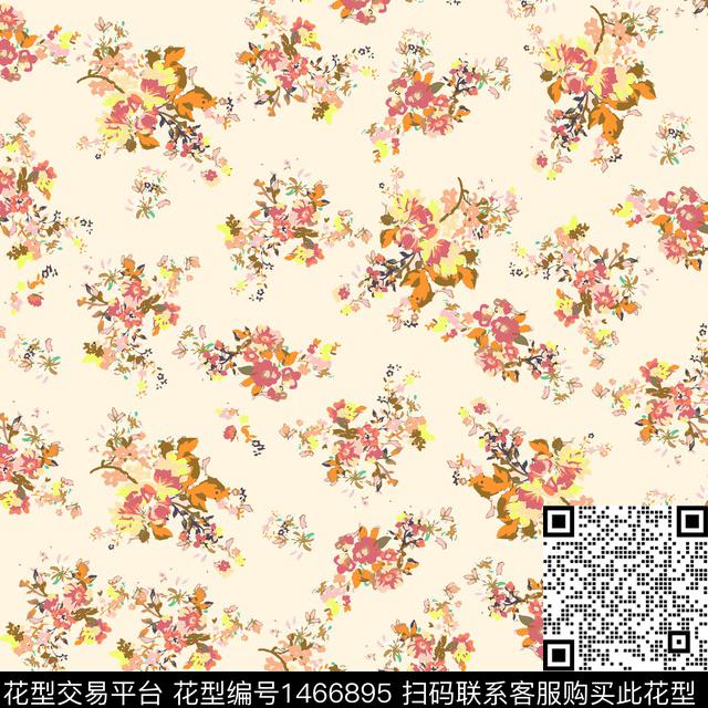 花卉满版散花小碎花数码印花华亿平台下载（图片编号: 1466895） - 瓦栏（Walan）