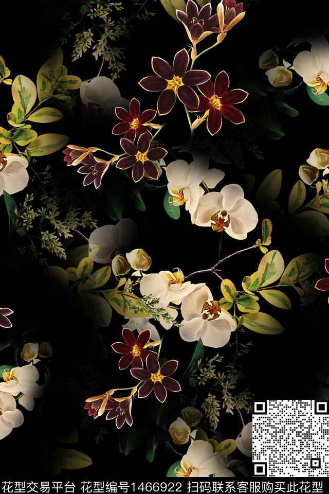 绿植树叶花卉小碎花数码印花华亿平台下载（图片编号: 1466922） - 瓦栏（Walan）