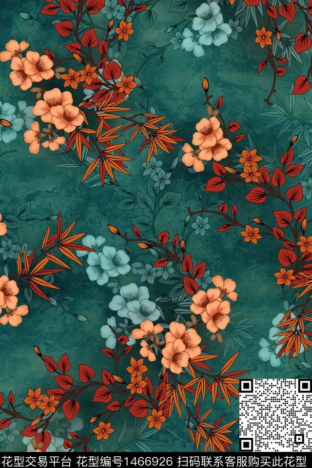 中国风小碎花中老年数码印花华亿平台下载（图片编号: 1466926） - 瓦栏（Walan）