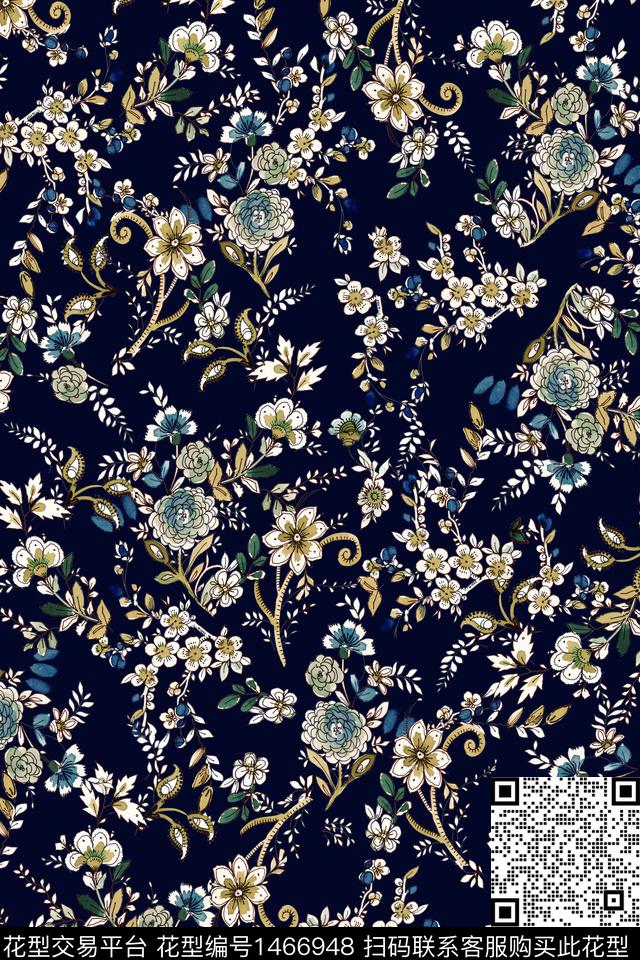 绿植树叶数码华亿平台复古数码印花华亿平台下载（图片编号: 1466948） - 瓦栏（Walan）