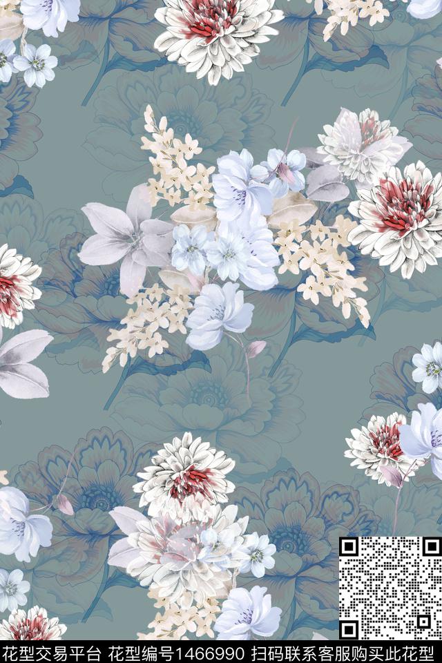 绿植树叶花卉大牌风数码印花华亿平台下载（图片编号: 1466990） - 瓦栏（Walan）