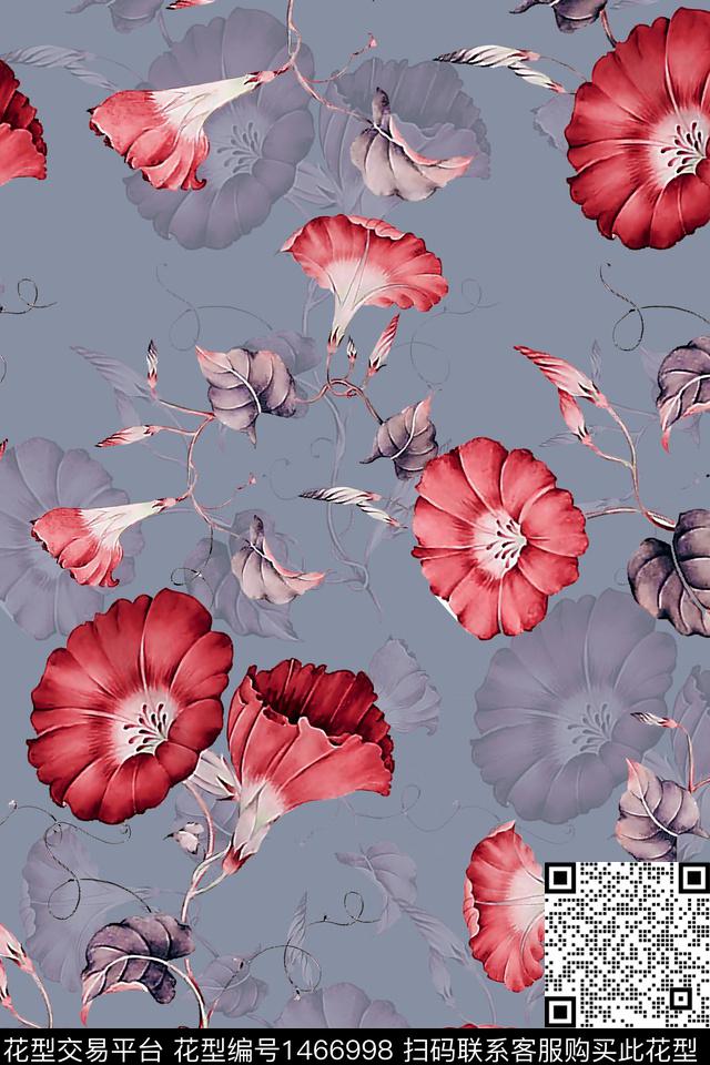 绿植树叶水彩大牌风数码印花华亿平台下载（图片编号: 1466998） - 瓦栏（Walan）