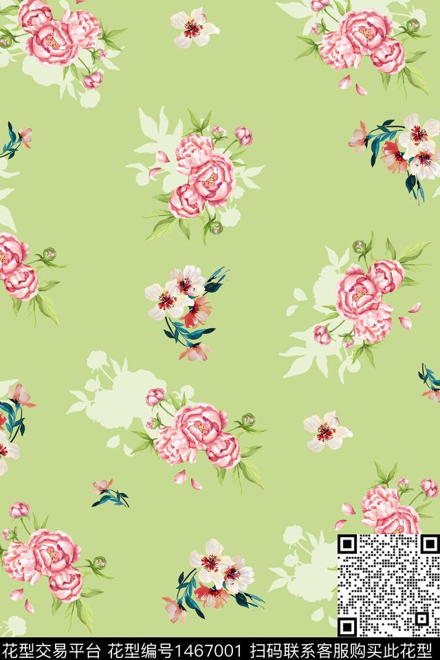 绿植树叶水彩大牌风数码印花华亿平台下载（图片编号: 1467001） - 瓦栏（Walan）