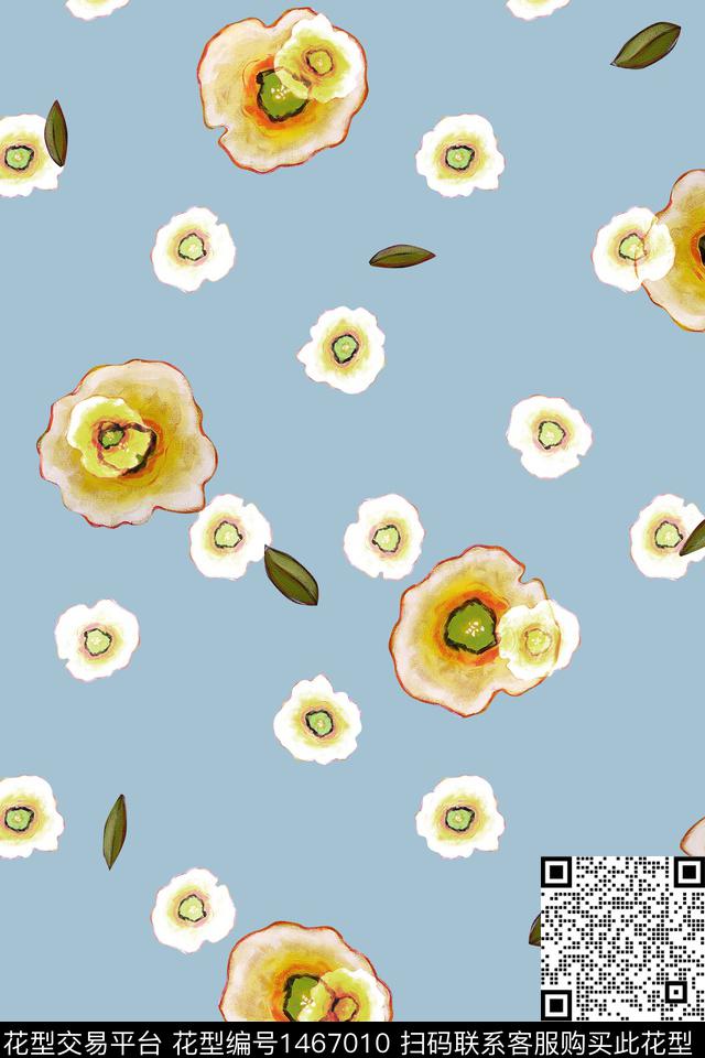 清爽底花卉花卉大牌风数码印花华亿平台下载（图片编号: 1467010） - 瓦栏（Walan）