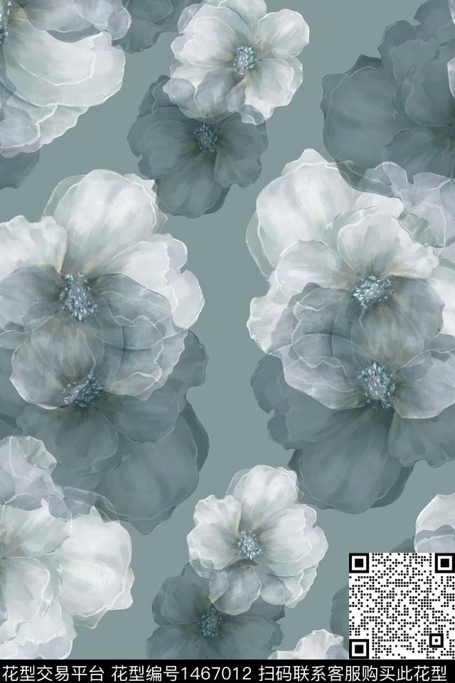 清爽底花卉花卉大牌风数码印花华亿平台下载（图片编号: 1467012） - 瓦栏（Walan）