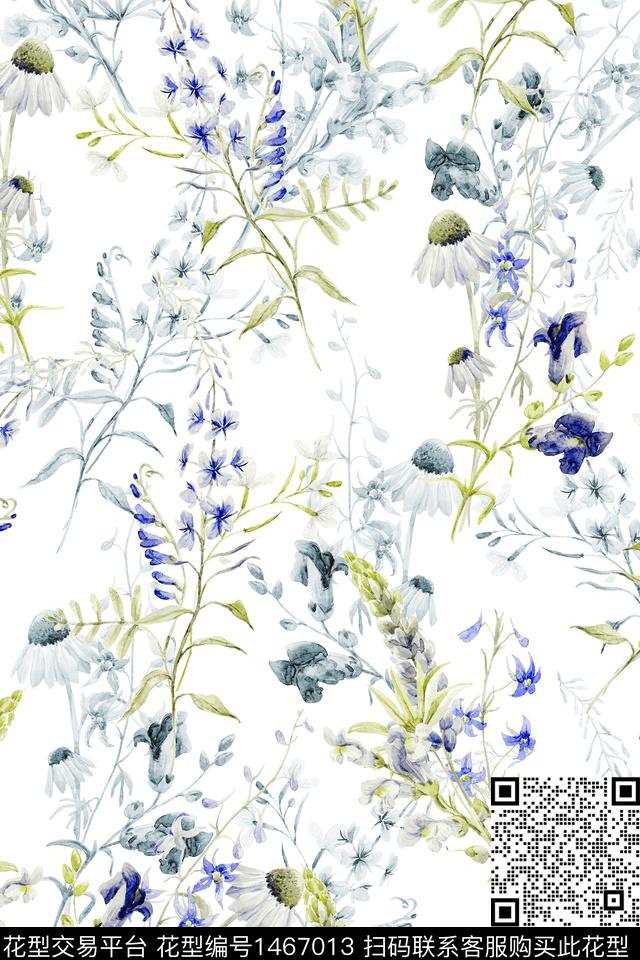 清爽底花卉花卉大牌风数码印花华亿平台下载（图片编号: 1467013） - 瓦栏（Walan）