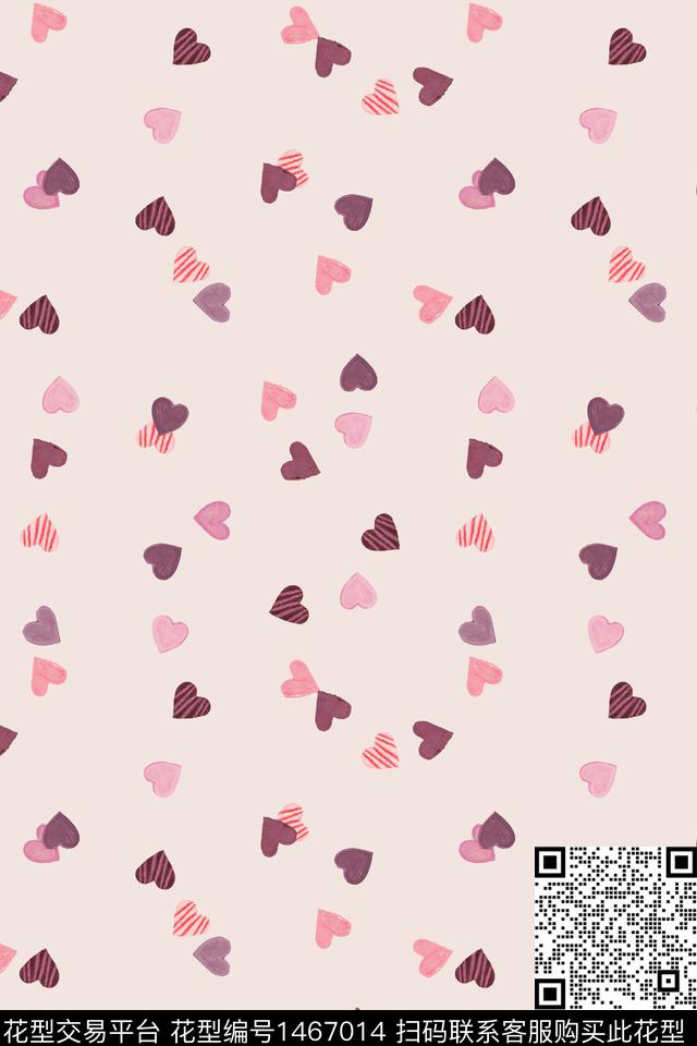 爱心大牌风小清新数码印花华亿平台下载（图片编号: 1467014） - 瓦栏（Walan）