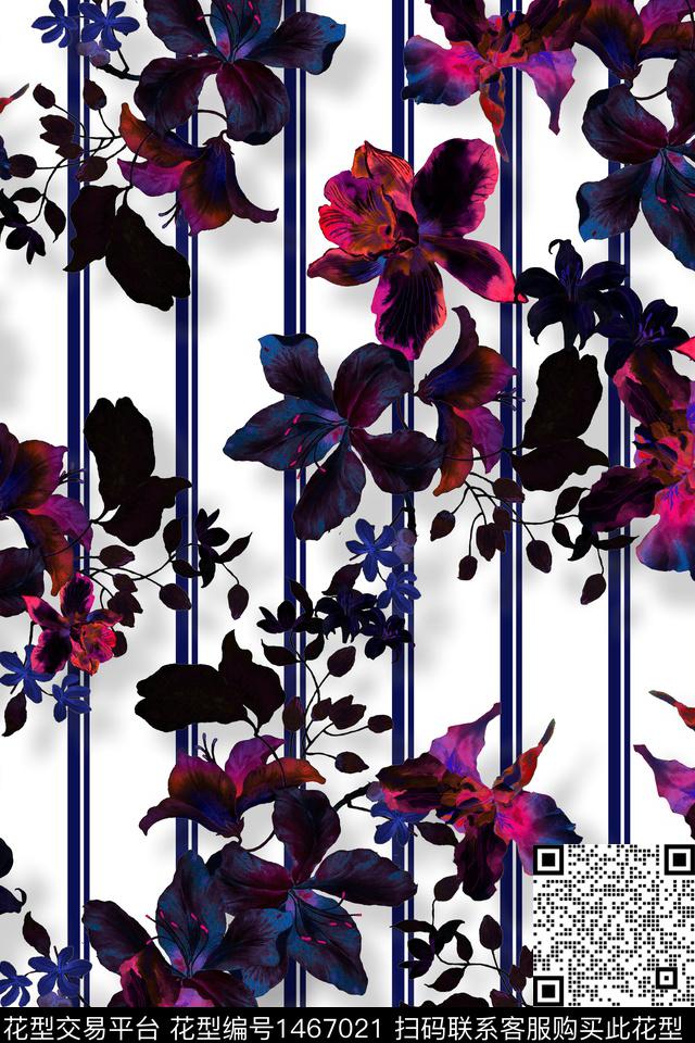 连衣裙大牌风水彩花卉数码印花华亿平台下载（图片编号: 1467021） - 瓦栏（Walan）