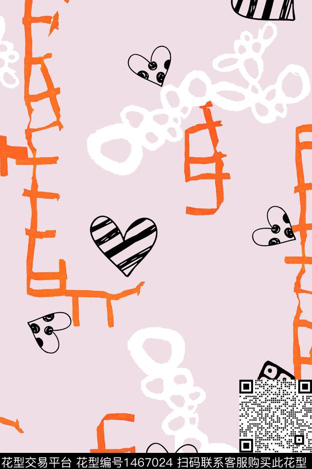 爱心几何肌理数码印花华亿平台下载（图片编号: 1467024） - 瓦栏（Walan）