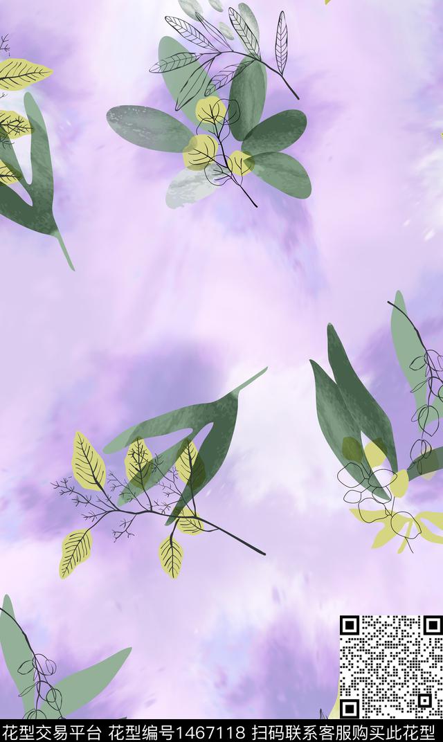 绿植树叶彩底花卉扎染华亿平台数码印花华亿平台下载（图片编号: 1467118） - 瓦栏（Walan）