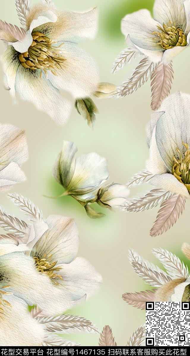 数码华亿平台女装花卉数码印花华亿平台下载（图片编号: 1467135） - 瓦栏（Walan）