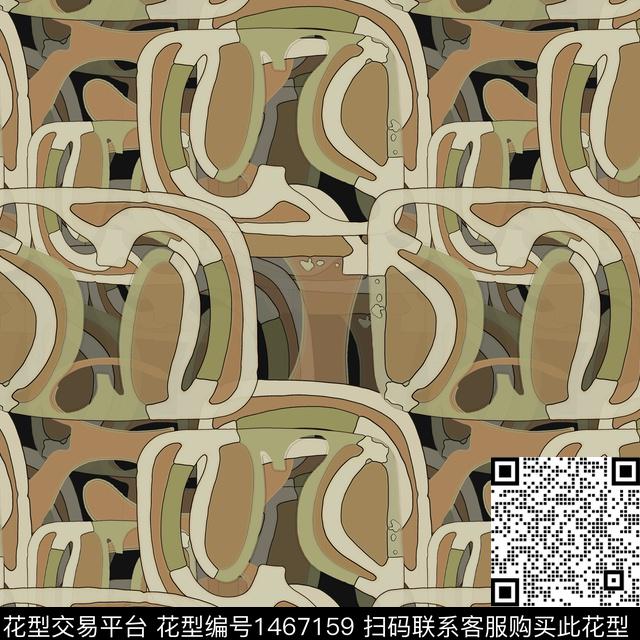 线条几何迷彩传统印花华亿平台下载（图片编号: 1467159） - 瓦栏（Walan）