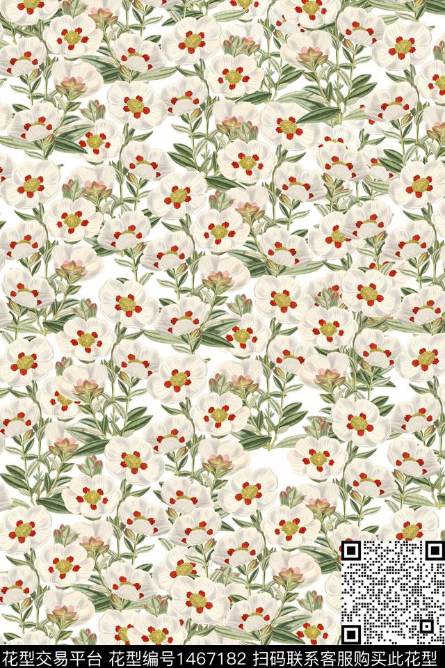 花卉大牌风小清新数码印花华亿平台下载（图片编号: 1467182） - 瓦栏（Walan）