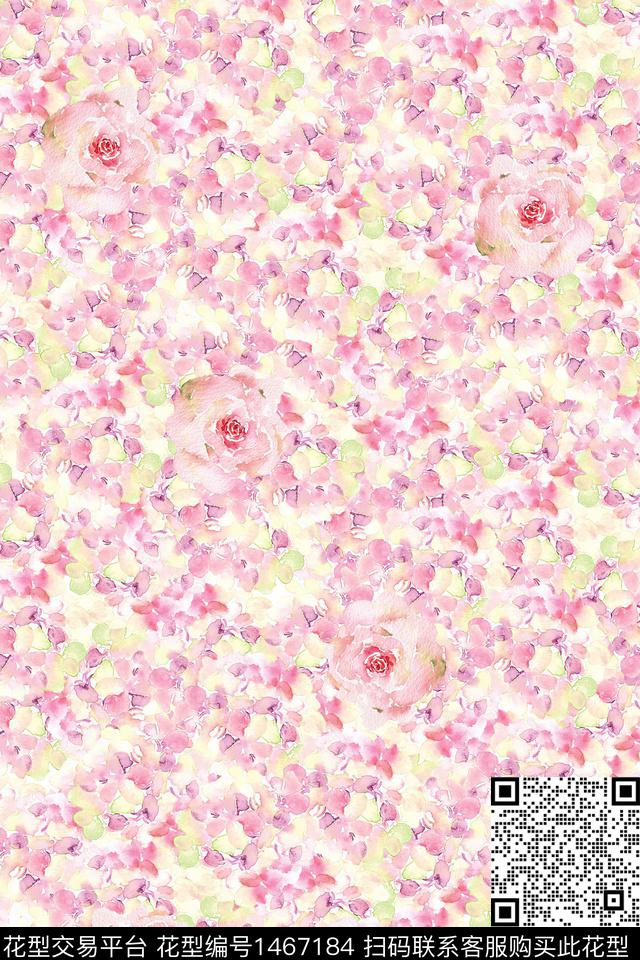 花卉大牌风小清新数码印花华亿平台下载（图片编号: 1467184） - 瓦栏（Walan）