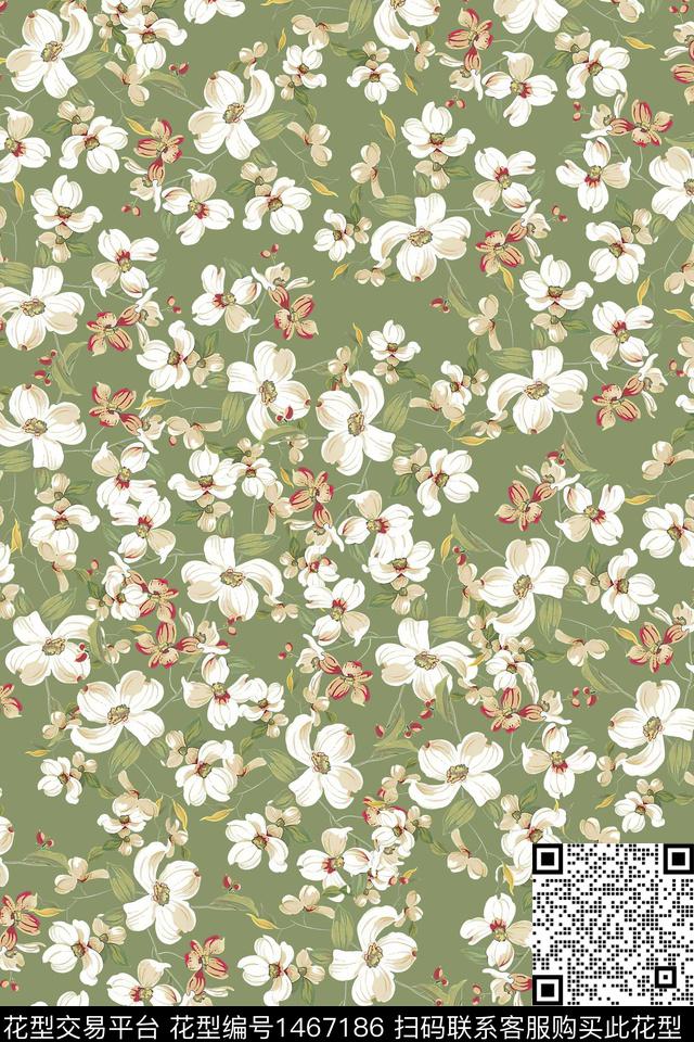 花卉大牌风小清新数码印花华亿平台下载（图片编号: 1467186） - 瓦栏（Walan）