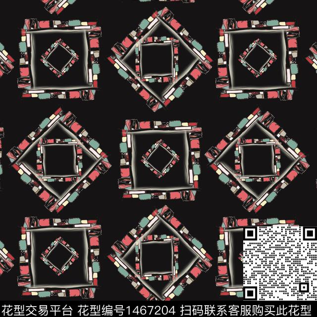 线条几何格子传统印花华亿平台下载（图片编号: 1467204） - 瓦栏（Walan）