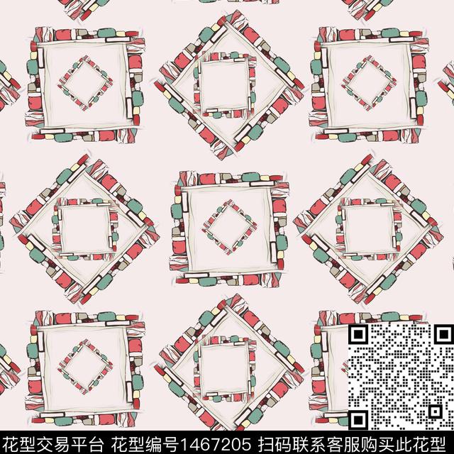 线条几何格子传统印花华亿平台下载（图片编号: 1467205） - 瓦栏（Walan）