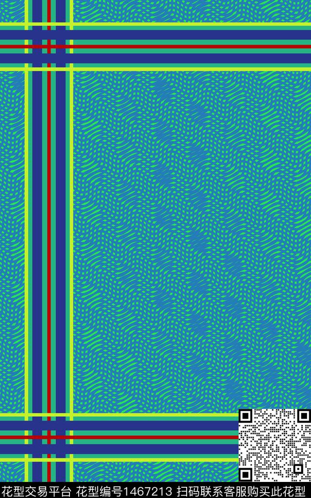 线条创意男装格子数码印花华亿平台下载（图片编号: 1467213） - 瓦栏（Walan）