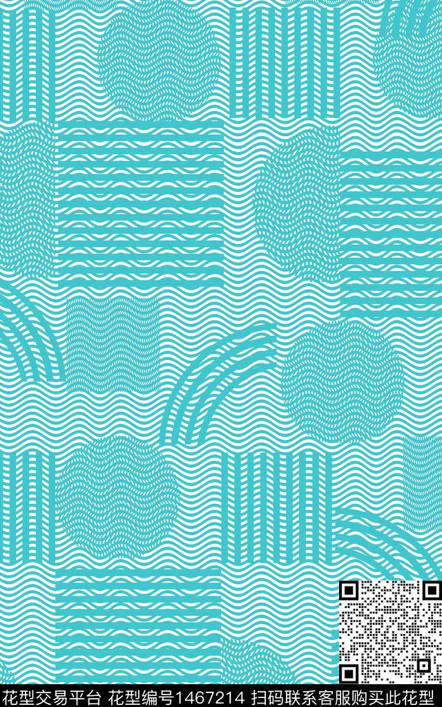 线条几何创意数码印花华亿平台下载（图片编号: 1467214） - 瓦栏（Walan）