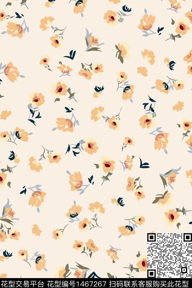 水彩花卉满版散花数码印花华亿平台下载（图片编号: 1467267） - 瓦栏（Walan）