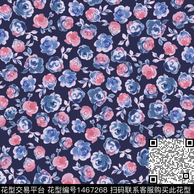 水彩花卉满版散花数码印花华亿平台下载（图片编号: 1467268） - 瓦栏（Walan）