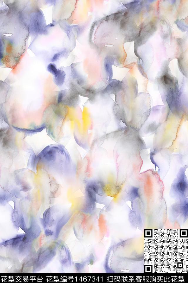 水彩抽象花卉大牌风数码印花华亿平台下载（图片编号: 1467341） - 瓦栏（Walan）