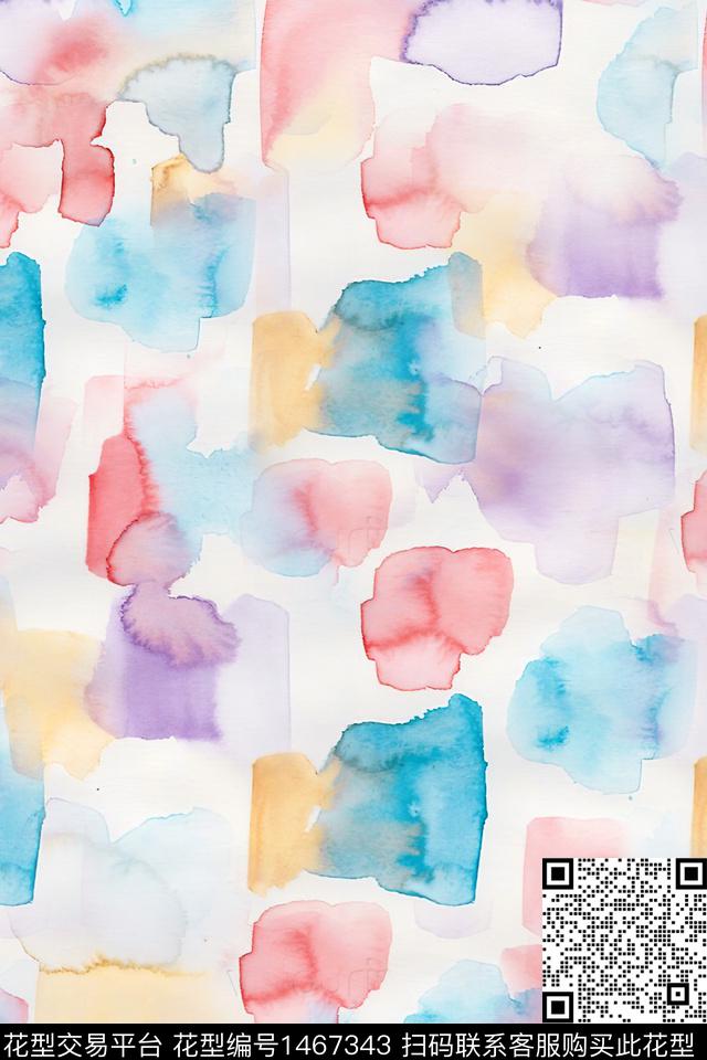 水彩抽象花卉大牌风数码印花华亿平台下载（图片编号: 1467343） - 瓦栏（Walan）