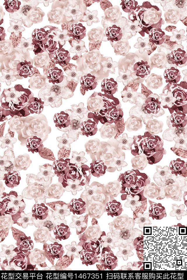 花卉大牌风小清新数码印花华亿平台下载（图片编号: 1467351） - 瓦栏（Walan）