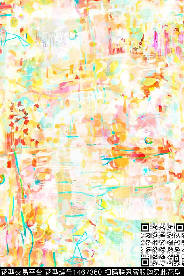 时尚抽象真丝数码印花华亿平台下载（图片编号: 1467360） - 瓦栏（Walan）