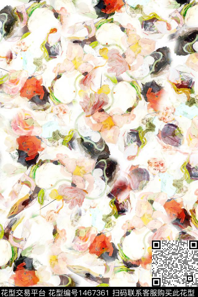 时尚抽象真丝数码印花华亿平台下载（图片编号: 1467361） - 瓦栏（Walan）