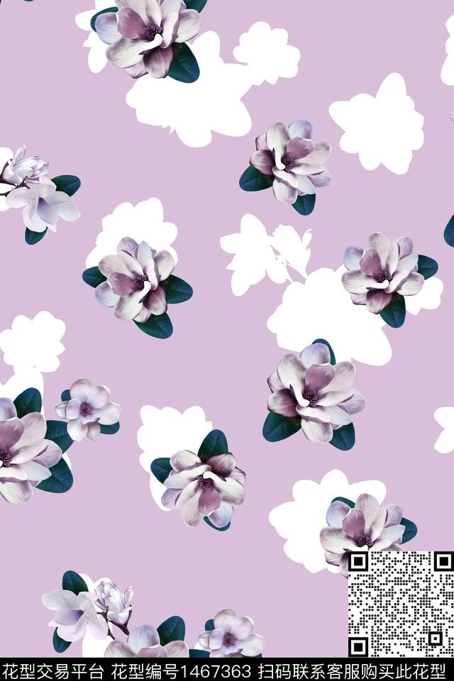 时尚花卉真丝数码印花华亿平台下载（图片编号: 1467363） - 瓦栏（Walan）