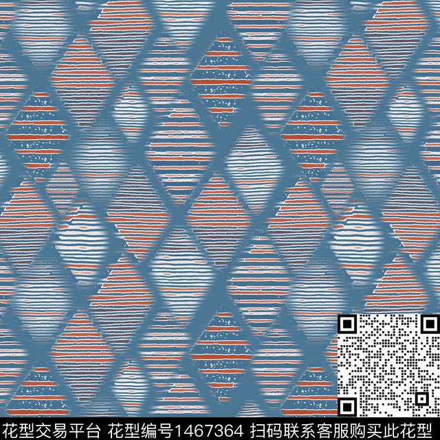 线条菱形格子数码印花华亿平台下载（图片编号: 1467364） - 瓦栏（Walan）