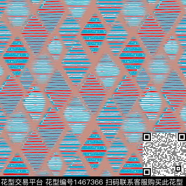 线条菱形格子数码印花华亿平台下载（图片编号: 1467366） - 瓦栏（Walan）