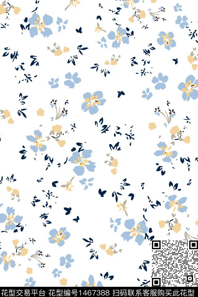 花卉满版散花传统华亿平台传统印花华亿平台下载（图片编号: 1467388） - 瓦栏（Walan）