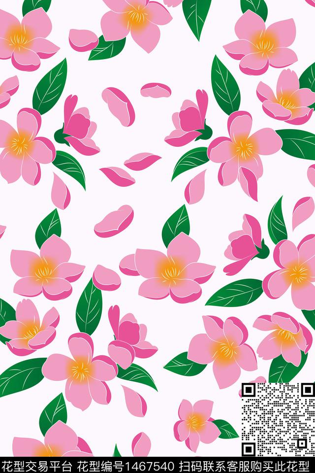 花卉大牌风手绘数码印花华亿平台下载（图片编号: 1467540） - 瓦栏（Walan）