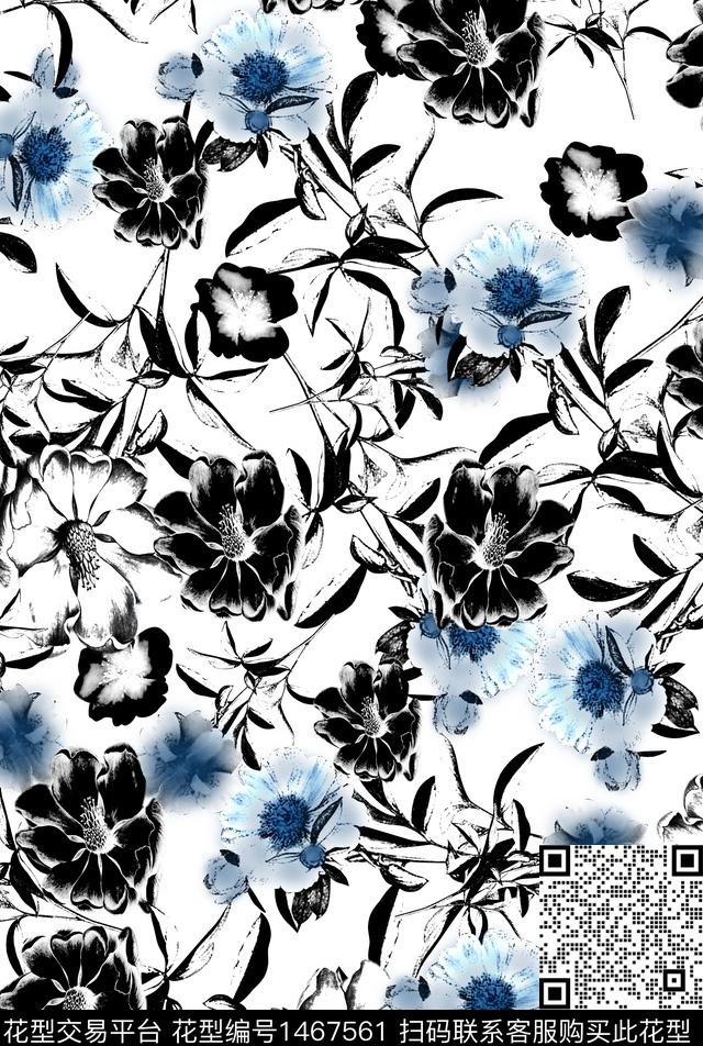 花卉双色花数码印花华亿平台下载（图片编号: 1467561） - 瓦栏（Walan）
