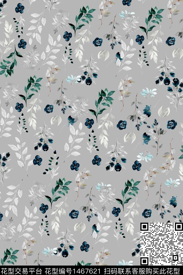 清爽底花卉大牌风小清新数码印花华亿平台下载（图片编号: 1467621） - 瓦栏（Walan）