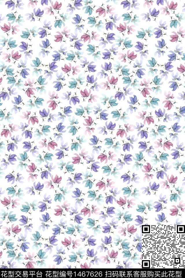 清爽底花卉大牌风小清新数码印花华亿平台下载（图片编号: 1467626） - 瓦栏（Walan）