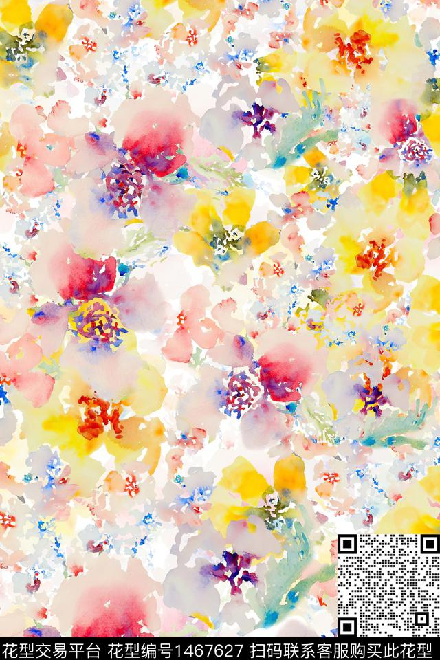 时尚花卉真丝数码印花华亿平台下载（图片编号: 1467627） - 瓦栏（Walan）