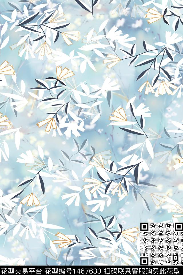 时尚花卉真丝数码印花华亿平台下载（图片编号: 1467633） - 瓦栏（Walan）
