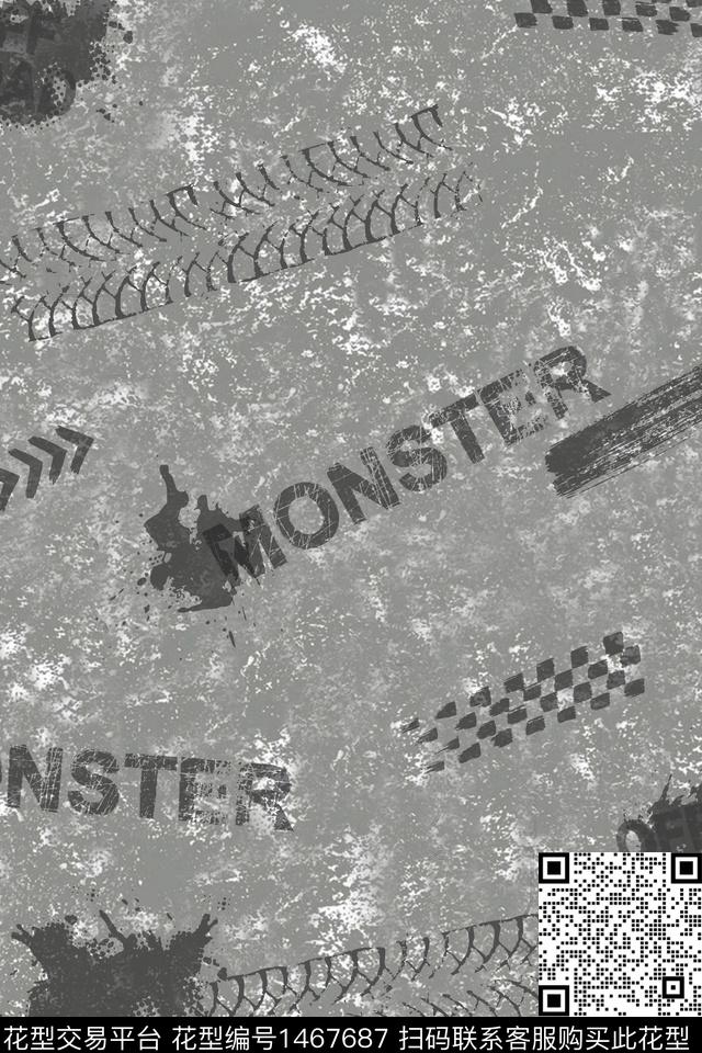 文字纹理男装数码印花华亿平台下载（图片编号: 1467687） - 瓦栏（Walan）