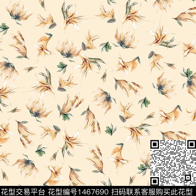 花卉满版散花传统华亿平台传统印花华亿平台下载（图片编号: 1467690） - 瓦栏（Walan）