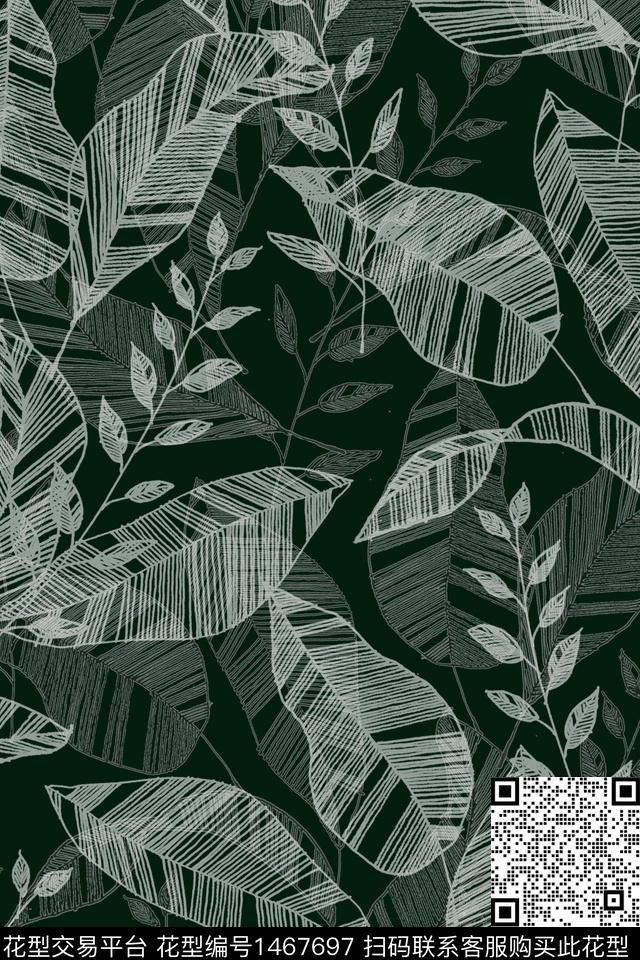 线条花卉抽象数码印花华亿平台下载（图片编号: 1467697） - 瓦栏（Walan）