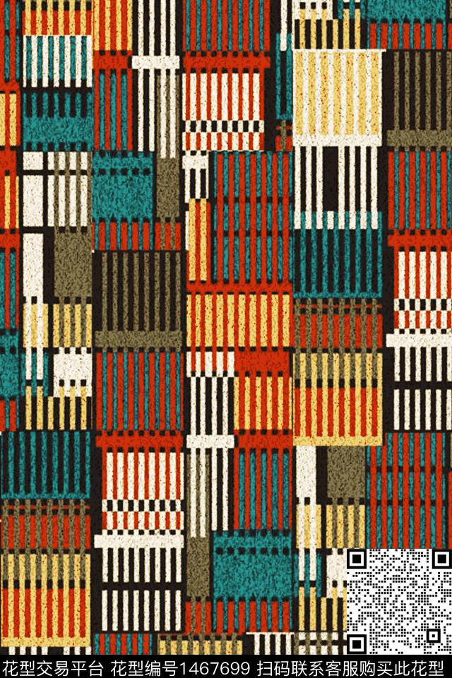 真丝线条混合拼接数码印花华亿平台下载（图片编号: 1467699） - 瓦栏（Walan）