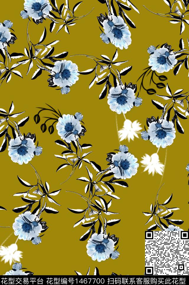 清爽底花卉花卉素色数码印花华亿平台下载（图片编号: 1467700） - 瓦栏（Walan）