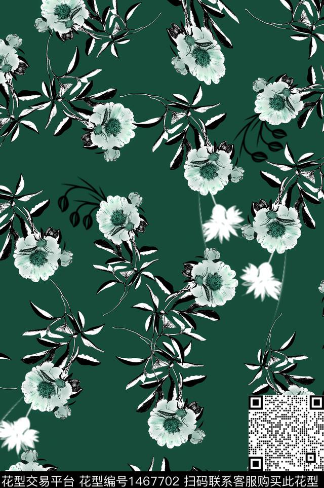 清爽底花卉花卉素色数码印花华亿平台下载（图片编号: 1467702） - 瓦栏（Walan）