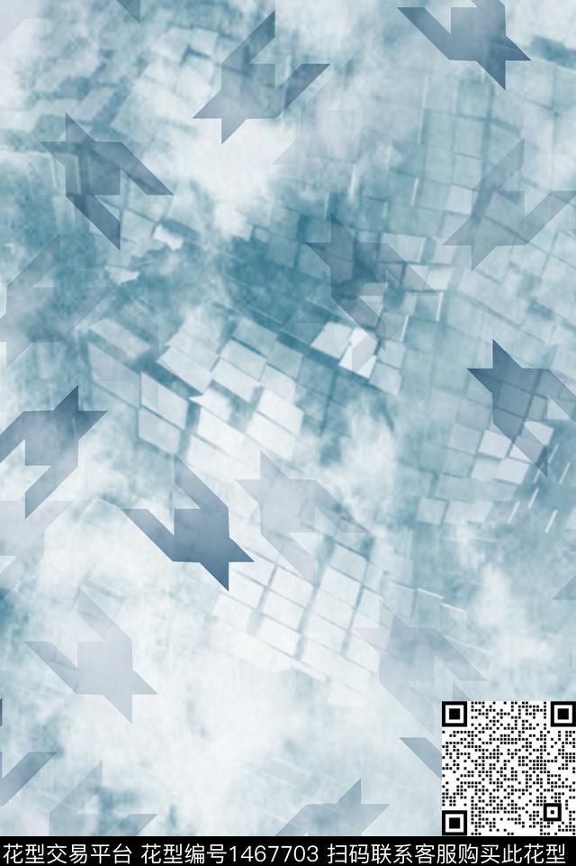 男装满版花几何时尚数码印花华亿平台下载（图片编号: 1467703） - 瓦栏（Walan）