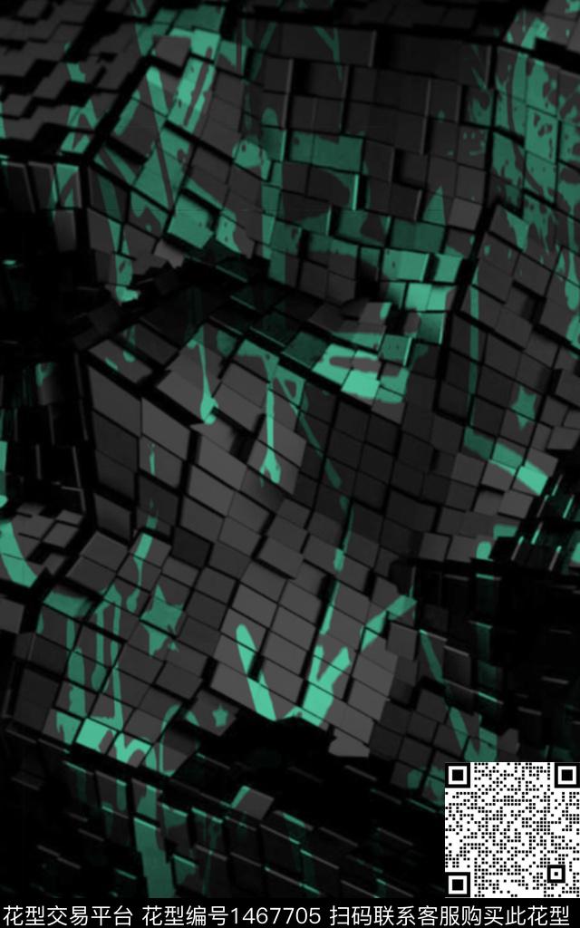 写意男装满版花几何数码印花华亿平台下载（图片编号: 1467705） - 瓦栏（Walan）